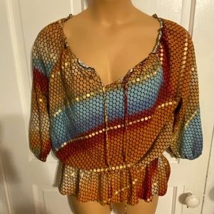 Cato Cinched Bottom Polka Dot Blouse